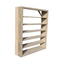 Plankenkast van steigerhout, kast met legplanken zonder deuren.