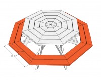 Achthoekige picknicktafels om zelf te maken, bouwtekening voor steigerhout.