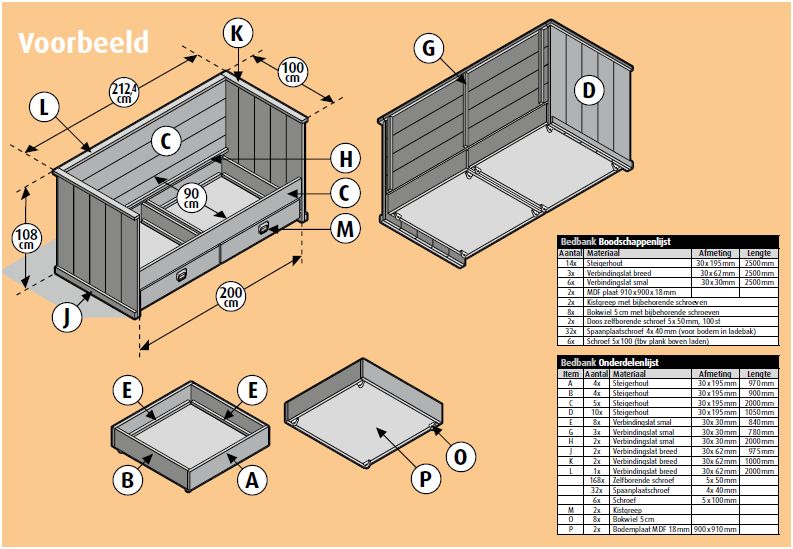 Bouwtekeningen om zelf een bed te maken, gratis. Bouwtekening maken programma