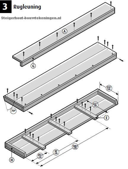 Houten tuinbank maken, gratis steigerhout bouwtekeningen Houten tuinbank maken, gratis steigerhout bouwtekeningen
