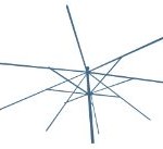 Metalen frame van een parasol.